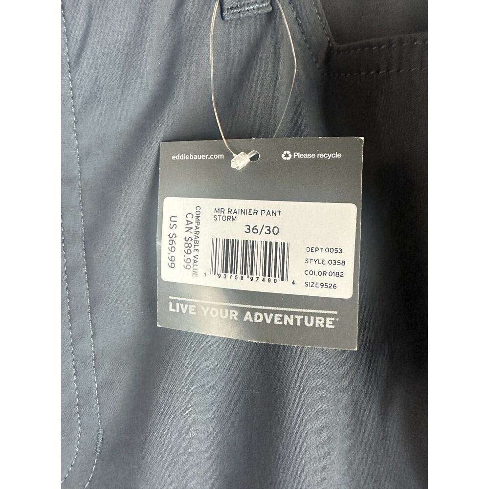 NWT Eddie Bauer Rainier Pants Storm Blue Gray UPF 50 Active Stretch Mens 36 x 30 - Picture 5 of 10